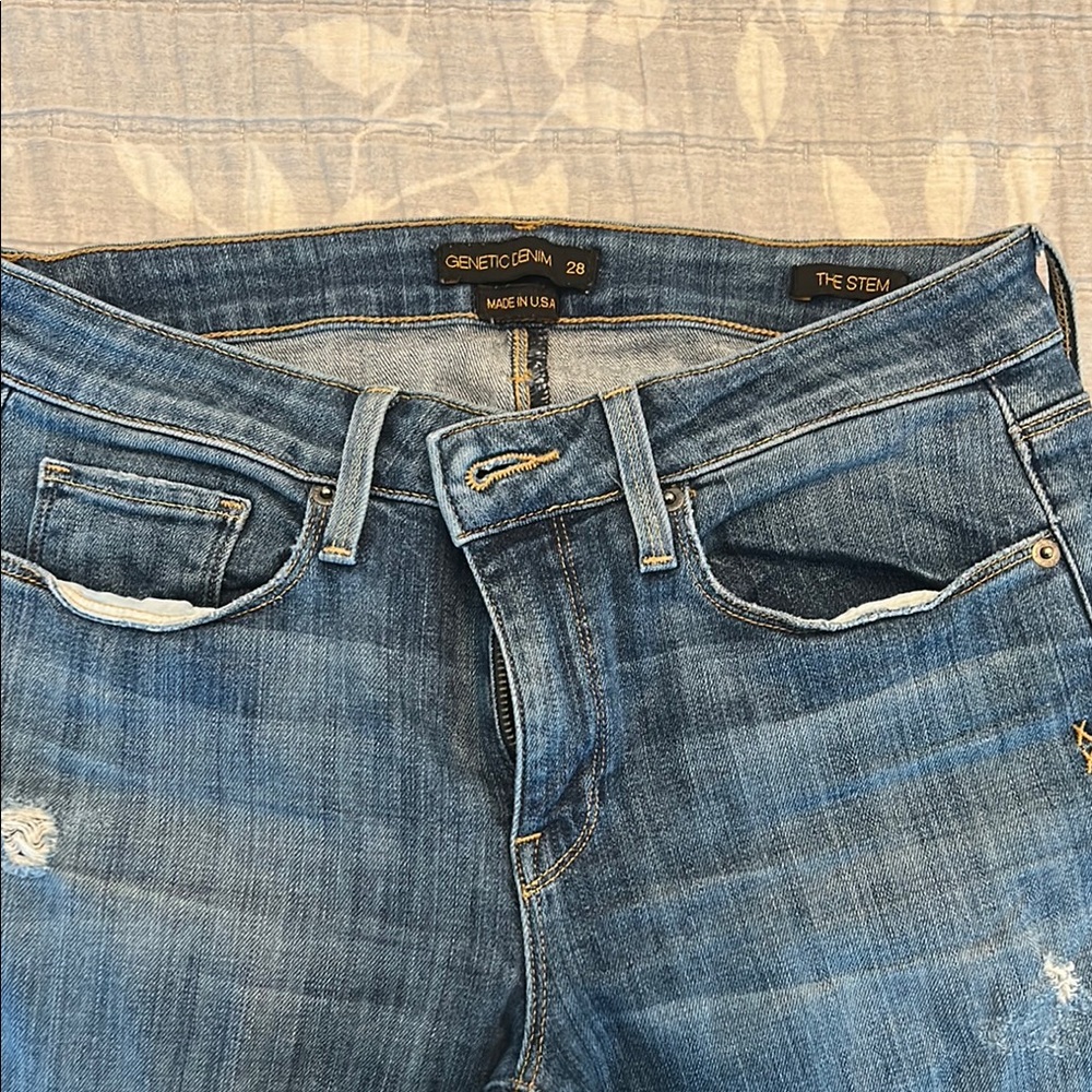 Genetic Denim Blue Boyfriend Jeans with Distressed Details
